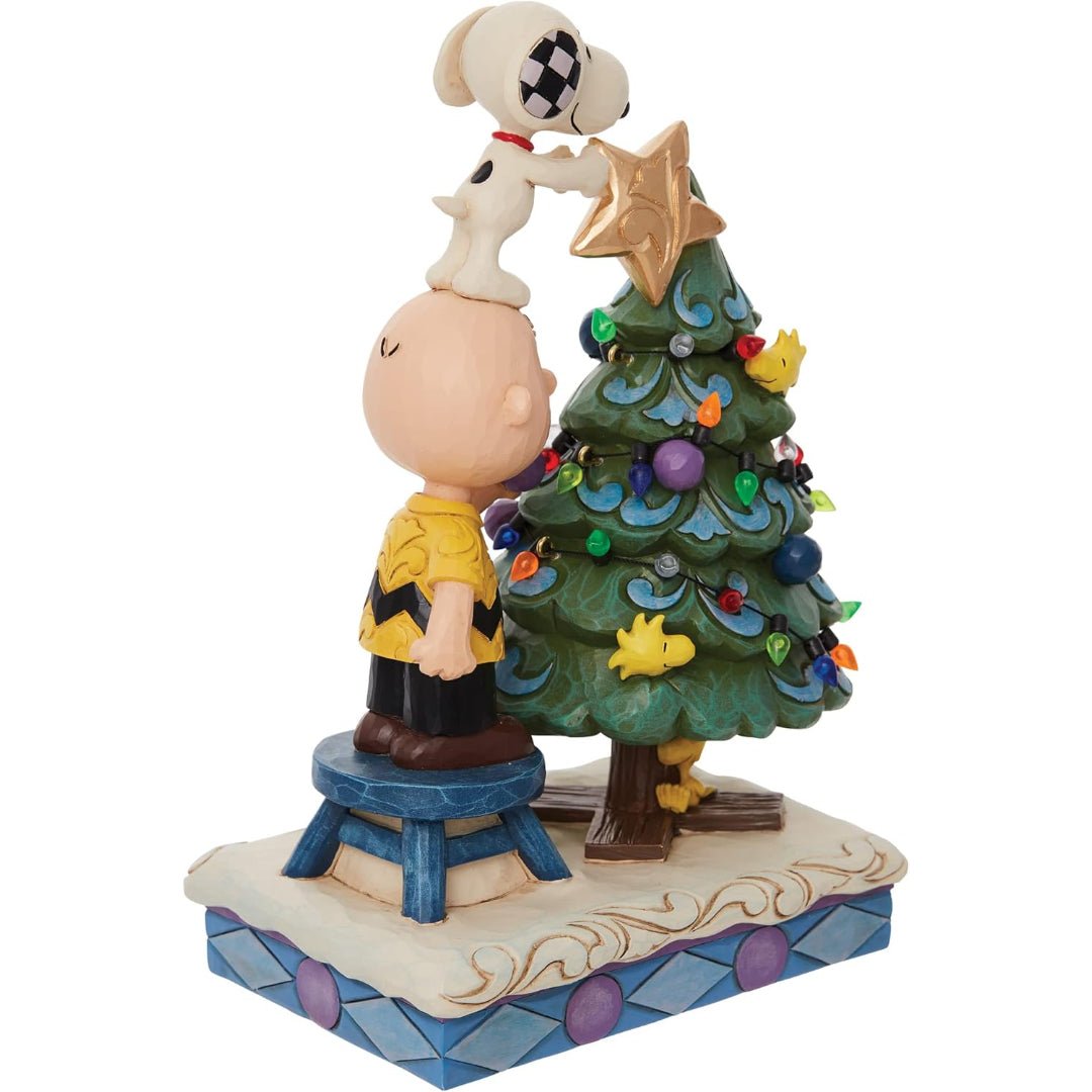 Jim Shore Peanuts Charlie Brown and Snoopy Decorating The Tree Figurine, 8.27"