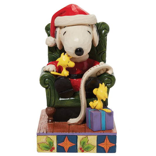 Jim Shore Peanuts Christmas Wishes Santa Snoopy in Chair Figurine, 4.33"