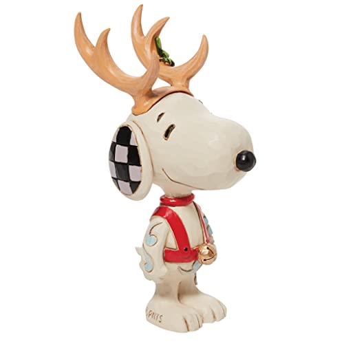 Jim Shore Peanuts Snoopy Reindeer Miniature Figurine, 3.82 Inch