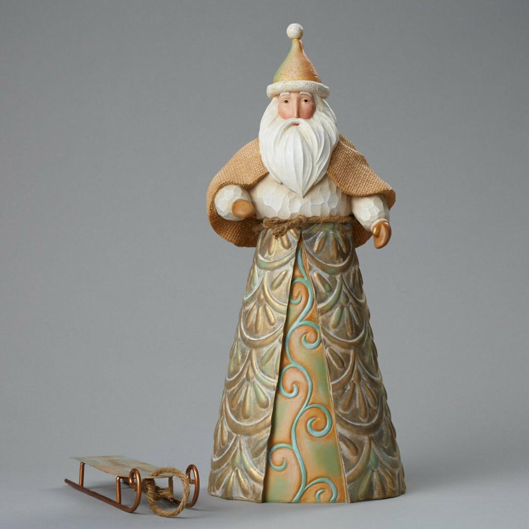 Jim Shore River's End Santa with Sled Figurine 11”