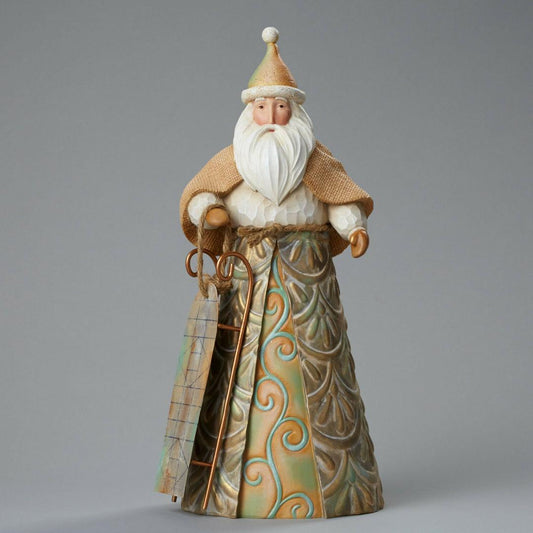 Jim Shore River's End Santa with Sled Figurine 11”