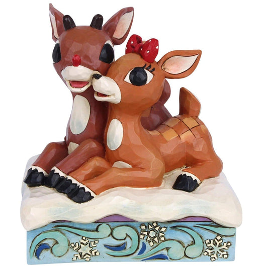 Jim Shore Rudolph and Clarice Laying Down Christmas Figurine