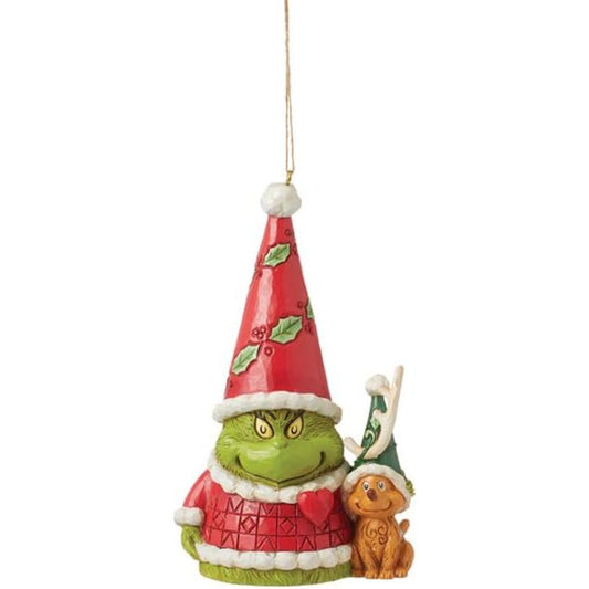 Jim Shore Santa Grinch Gnome with Reindeer Max Ornament, 5'
