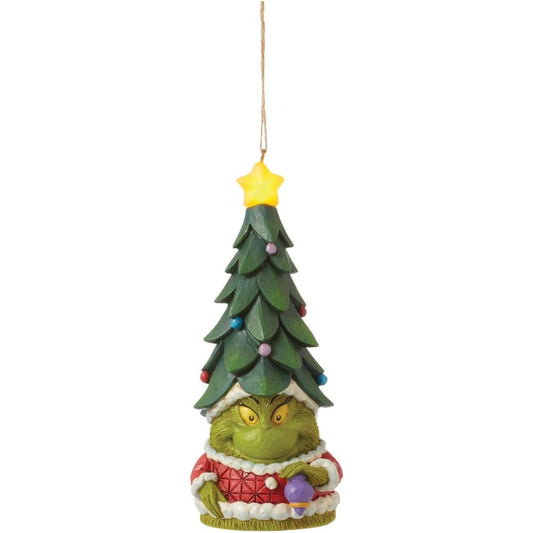 Jim Shore Santa Grinch Gnome with Tree Hat Lighted Ornament, 5.31"