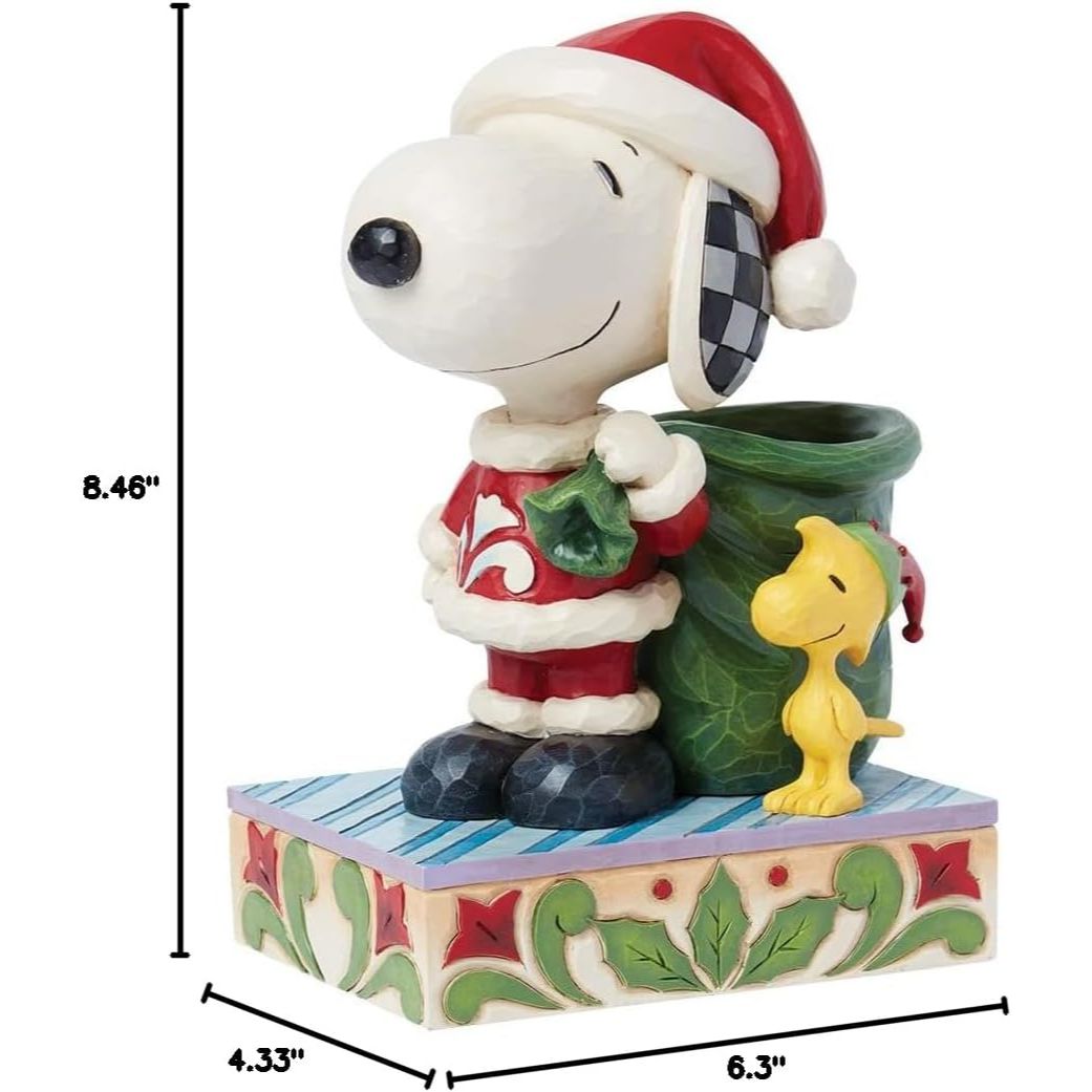 Jim Shore Santa Snoopy and Elf Woodstock Christmas Figurine, 8.5"