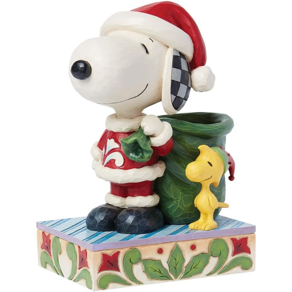 Jim Shore Santa Snoopy and Elf Woodstock Christmas Figurine, 8.5"