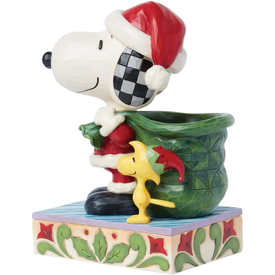 Jim Shore Santa Snoopy and Elf Woodstock Christmas Figurine, 8.5"