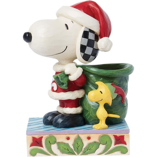 Jim Shore Santa Snoopy and Elf Woodstock Christmas Figurine, 8.5"