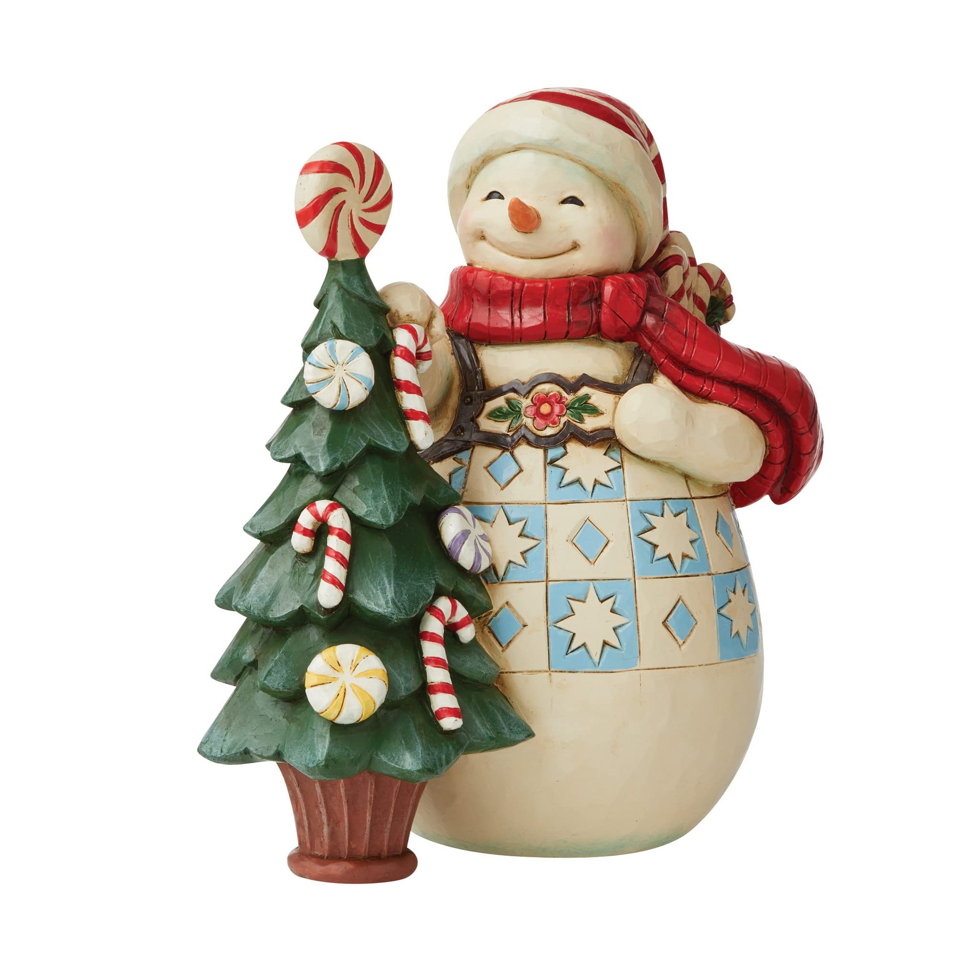 Jim Shore Snowman with Candy Cane "Sweet Christmas Traditions" Figurine, 8"