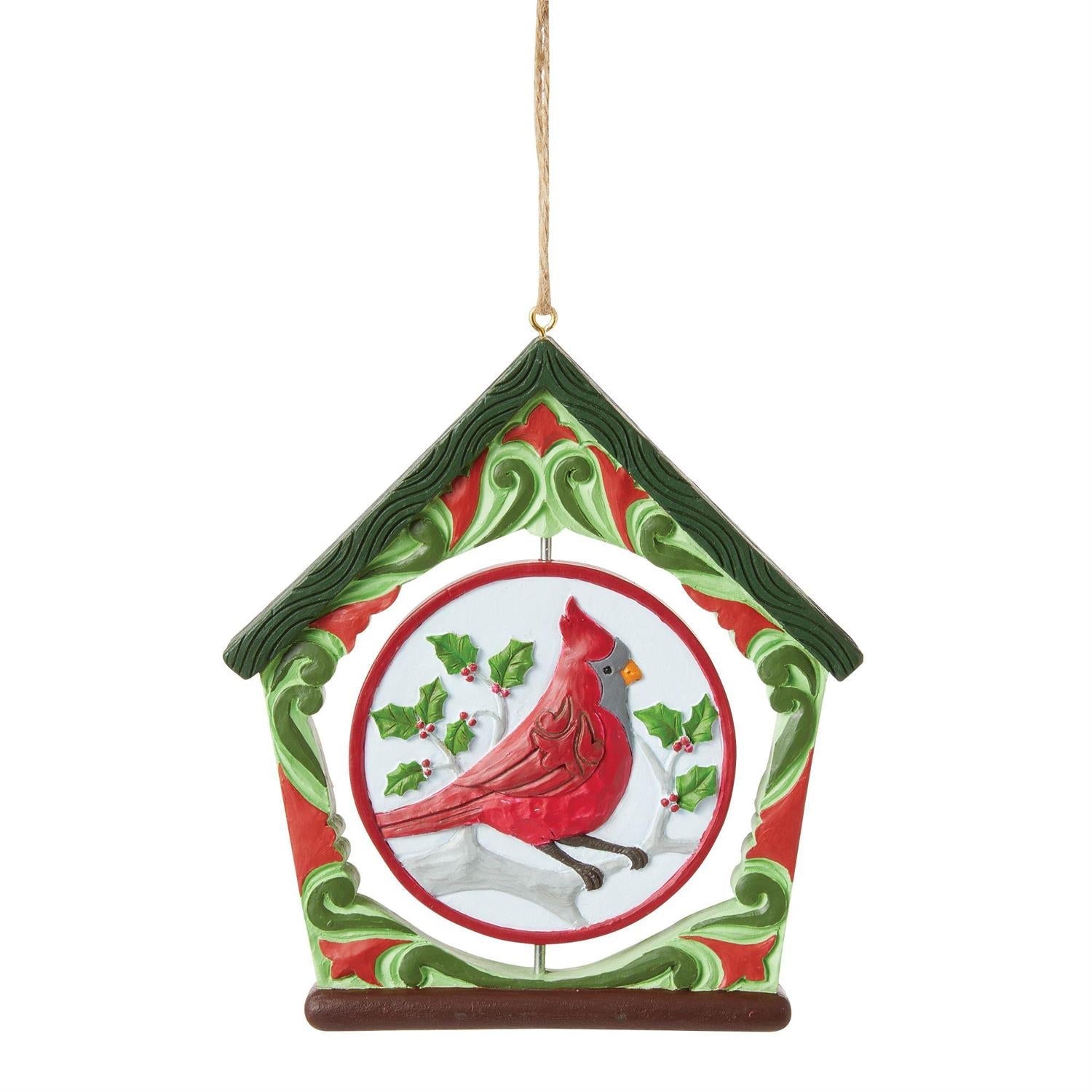 Jim Shote Heartwood Creek Cardinal Bird House Rotating Ornament