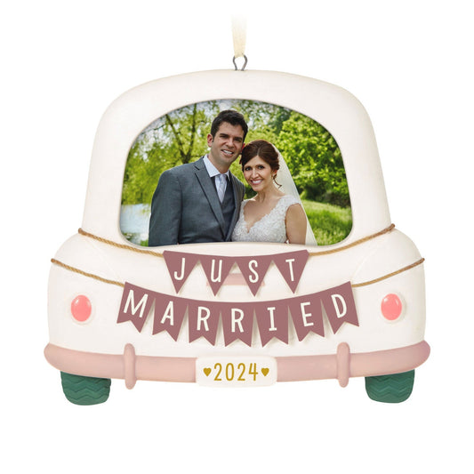 Just Married 2024 Porcelain Photo Frame Keepsake Ornament