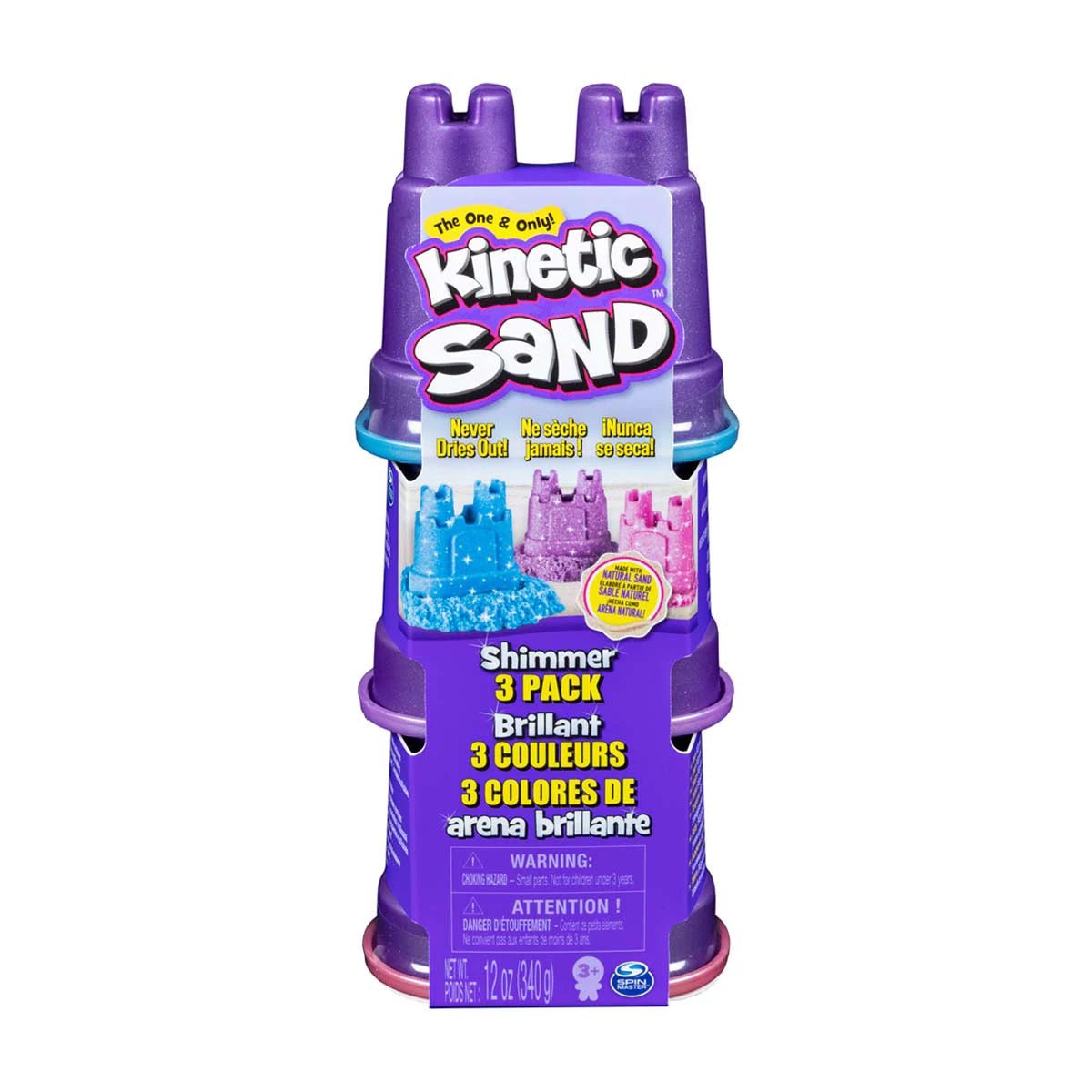 Kinetic Sand Shimmer Pack with Sandcastle Molds, 3 pk