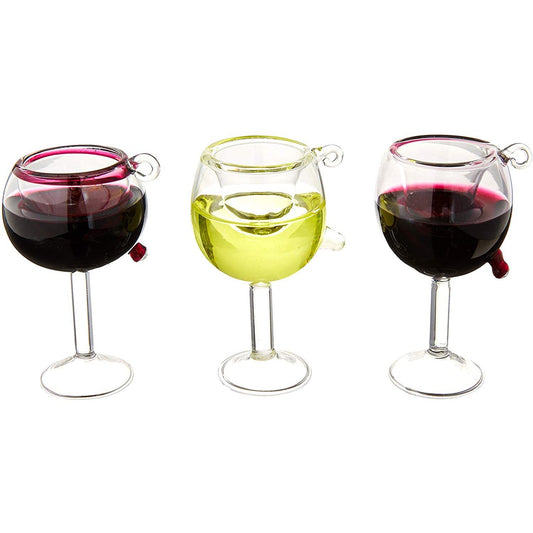 Kurt Adler 2-1/2-Inch 2-3/4-Inch Glass Wine Cup Ornament, Set of 3