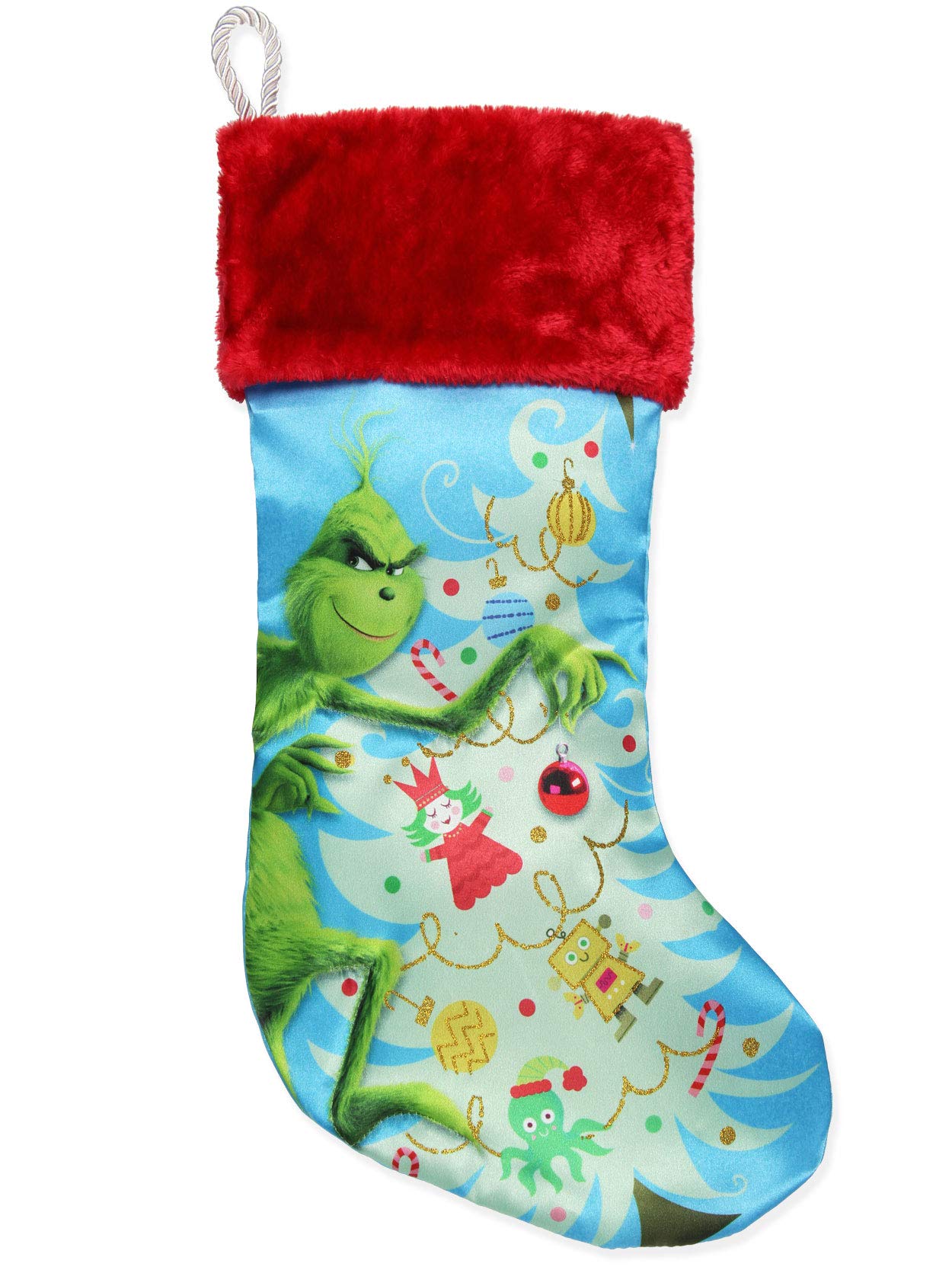 Kurt Adler How The Grinch Stole Christmas Satin Christmas Holiday Stocking 19" Blue GRH7183