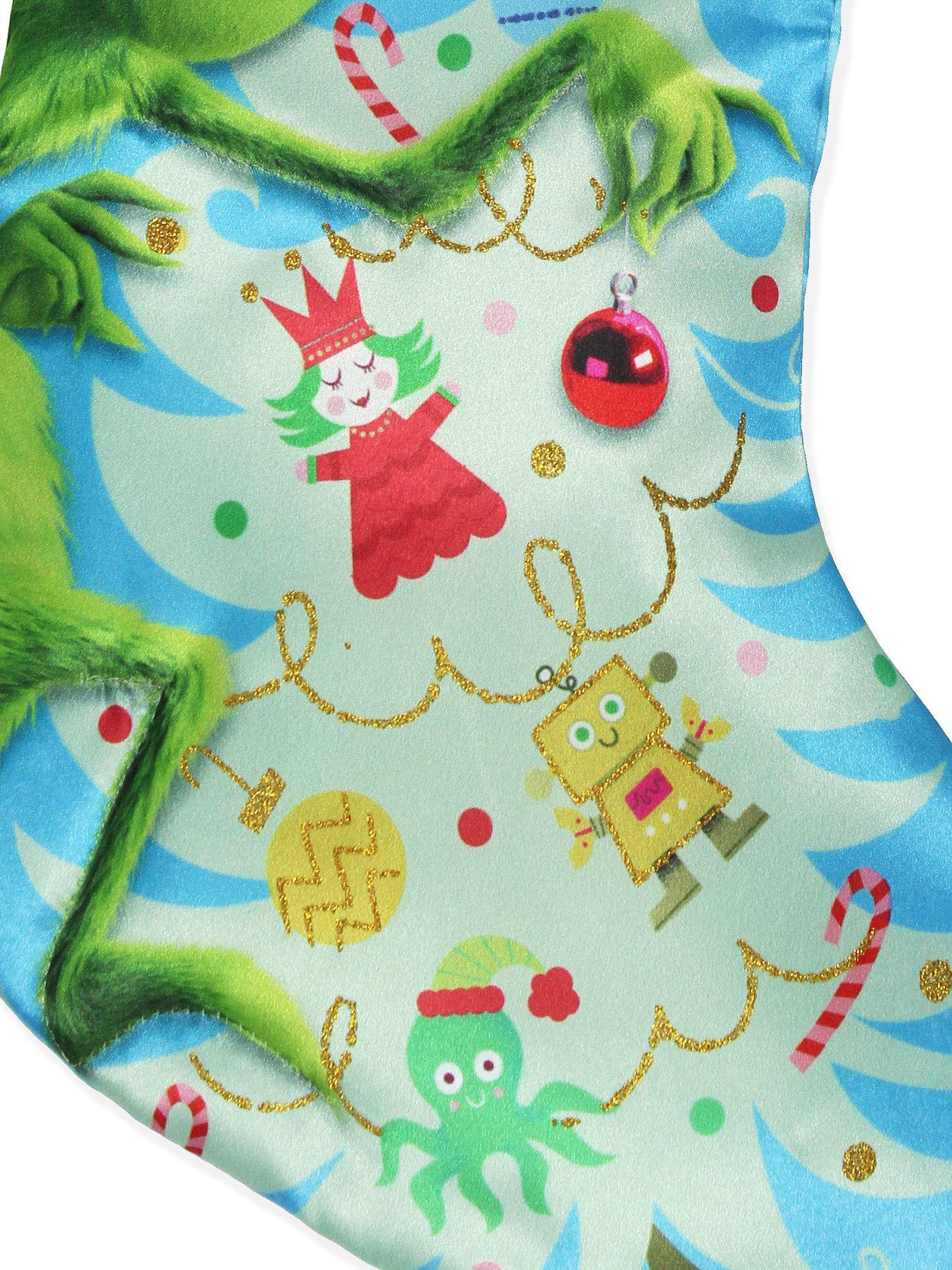 Kurt Adler How The Grinch Stole Christmas Satin Christmas Holiday Stocking 19" Blue GRH7183