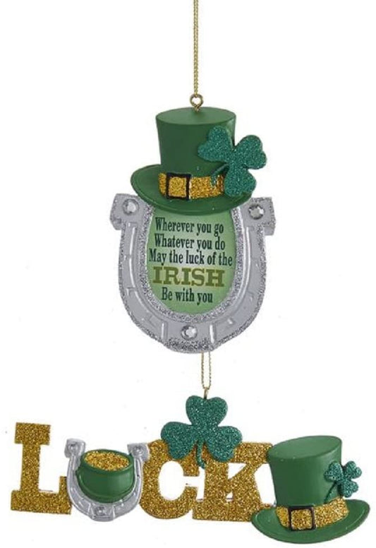 Kurt Adler IRISH "LUCK" WITH TOP HAT AND HORSESHOE ORNAMENT