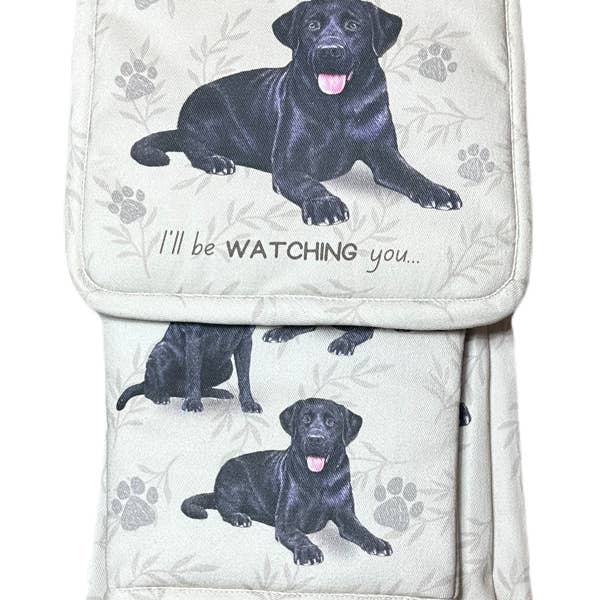 Labrador Black Oven Mitt Set
