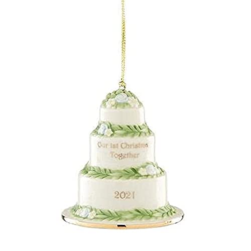 Lenox 2021 Our First Christmas Together Cake Ornament, 0.35 LB, Ivory