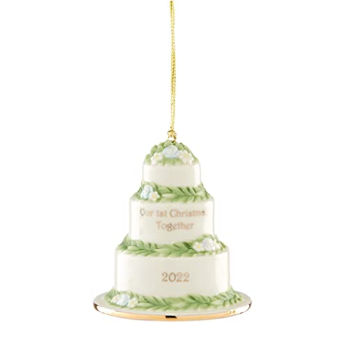Lenox 2022 Our First Christmas Together Cake Ornament, 0.35, Ivory