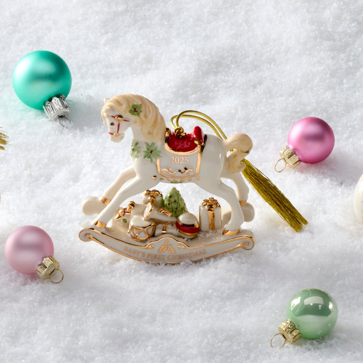 Lenox 2025 Baby's First Christmas Vintage Rocking Horse Ornament