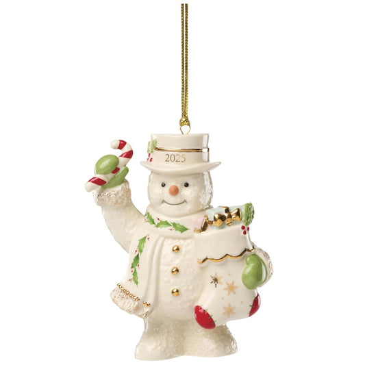 Lenox 2025 Snowman With Stocking Ornament