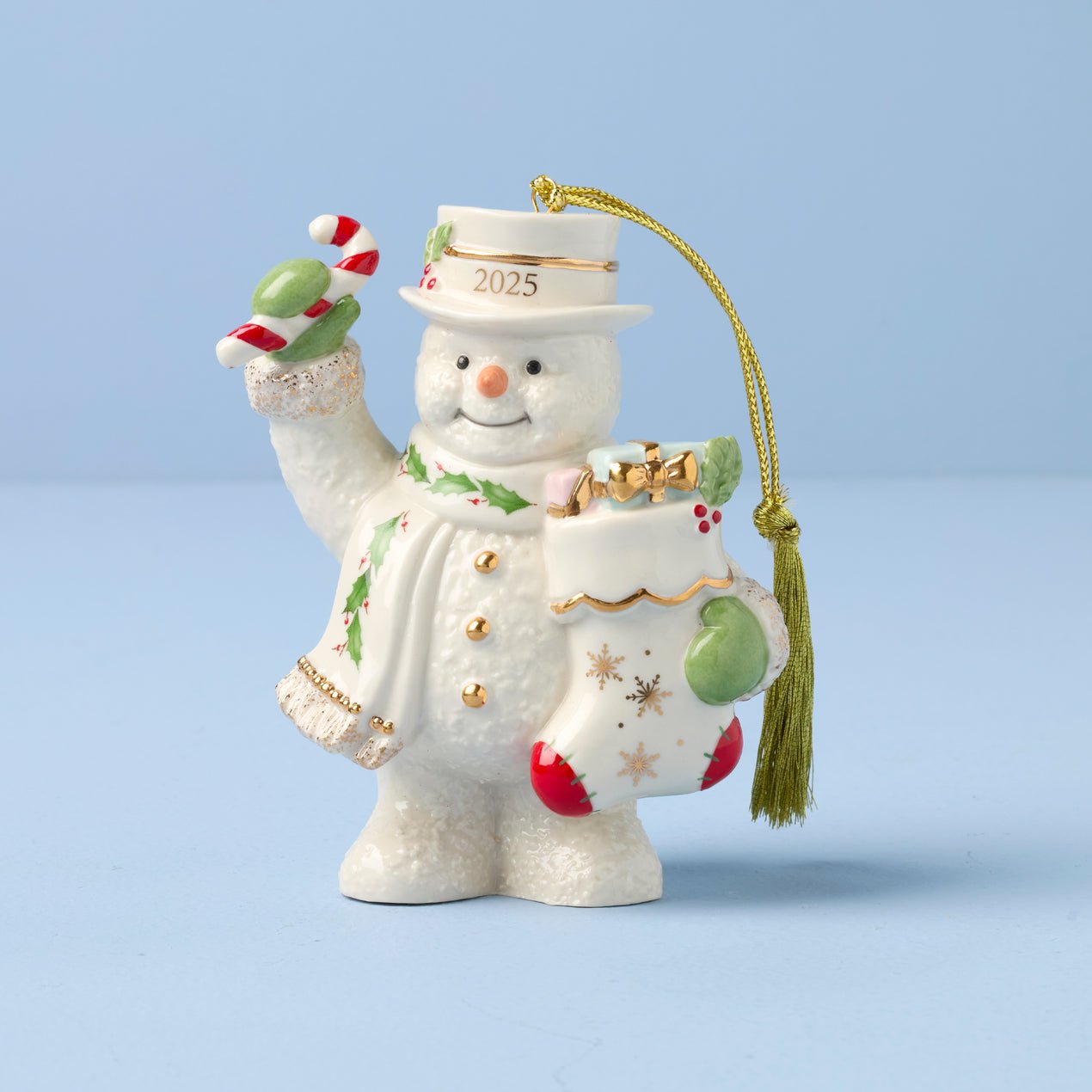 Lenox 2025 Snowman With Stocking Ornament