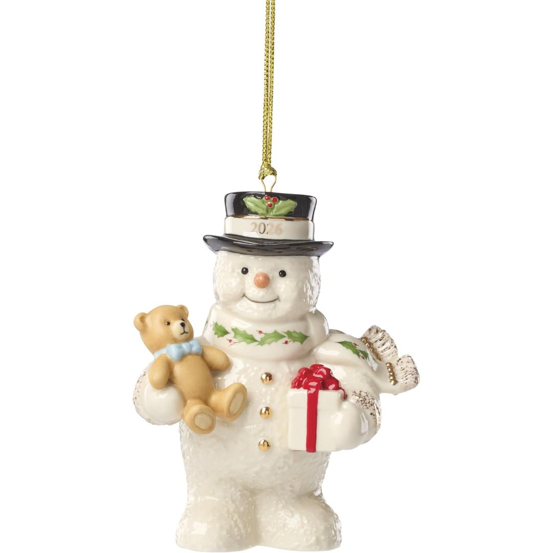 Lenox 2026 Snowman with Teddy Bear Ornament