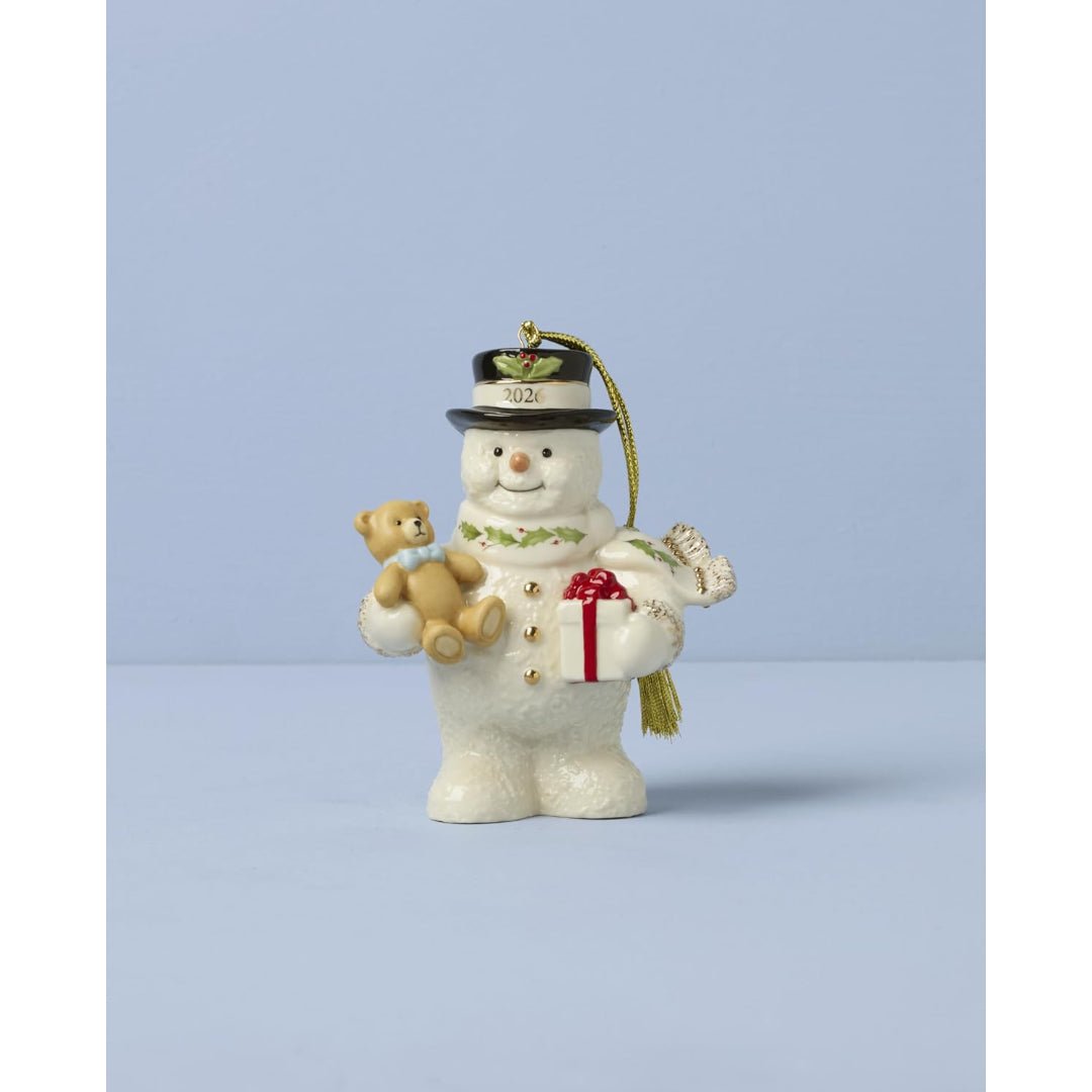 Lenox 2026 Snowman with Teddy Bear Ornament