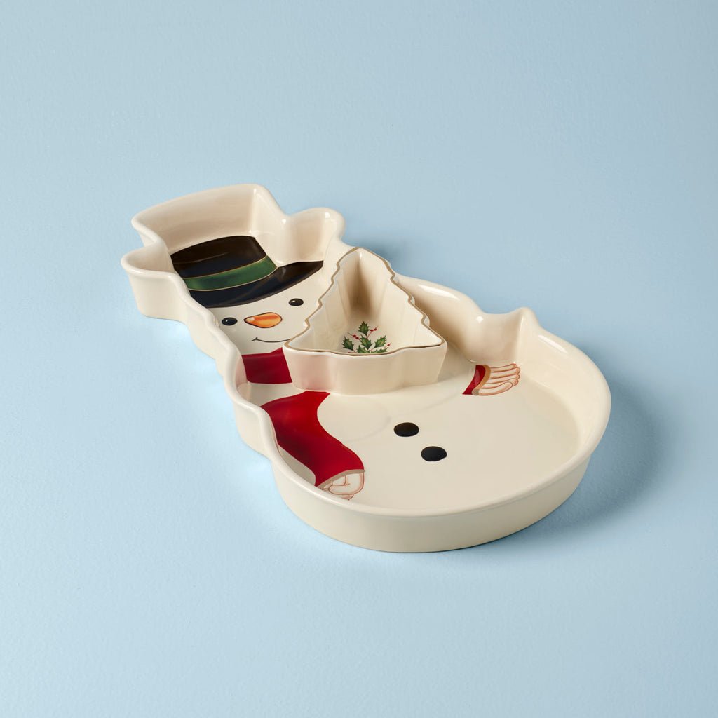 Lenox Holiday Snowman Chip and Dip