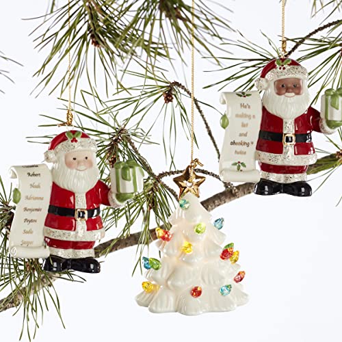 Lenox Santa with List Ornament, 0.80, Red