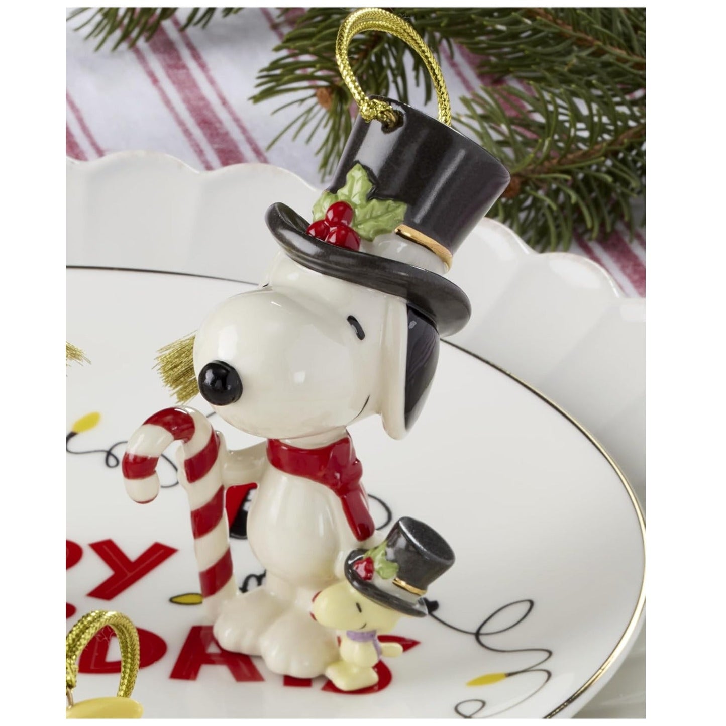 Lenox Snoopy & Woodstock with Candy Cane Ornament