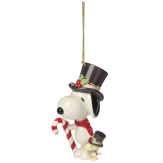 Lenox Snoopy & Woodstock with Candy Cane Ornament