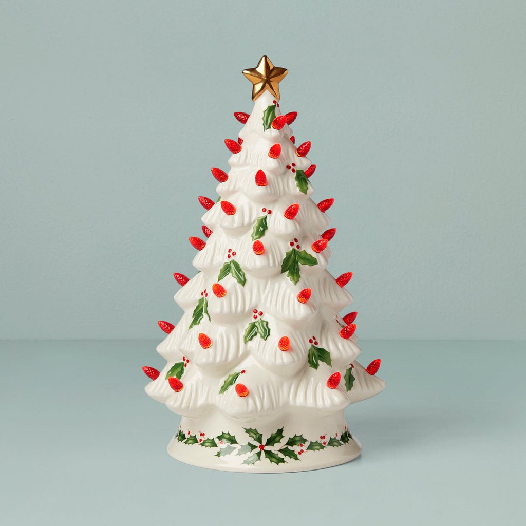 Lenox Treasured Traditions Holiday Red Bulbs Light-Up Tree