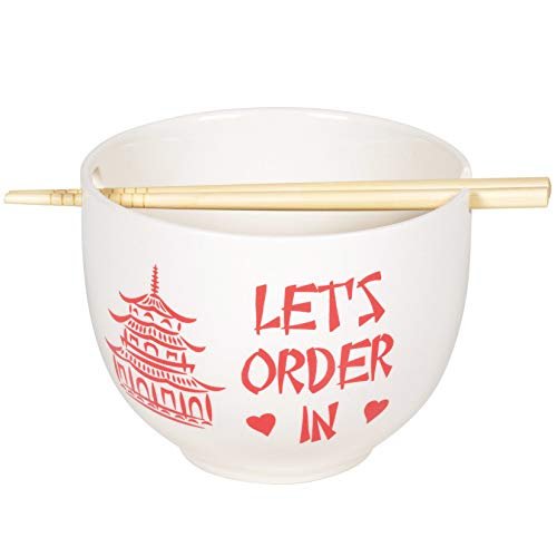 Let's Order in Ramen Bowl and Chopsticks Set, 5.25"