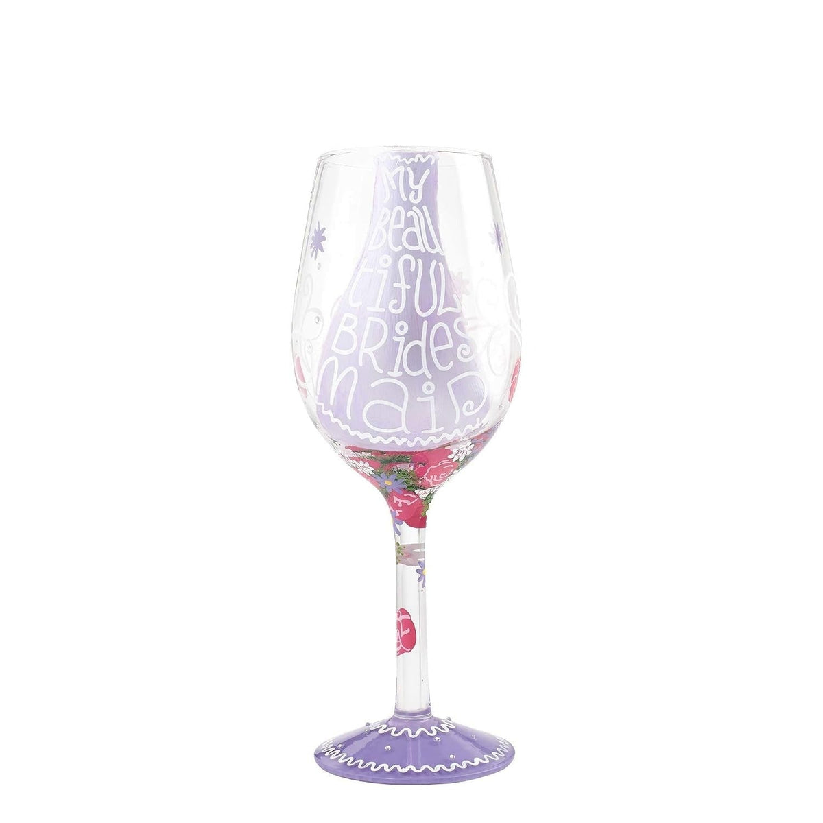Lolita "Beautiful Bridesmaid" Hand-Painted Wine Glass, 15 oz.
