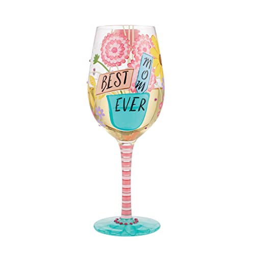 Lolita Best Mom Ever Hand-Painted Artisan Wine Glass, 15 oz.