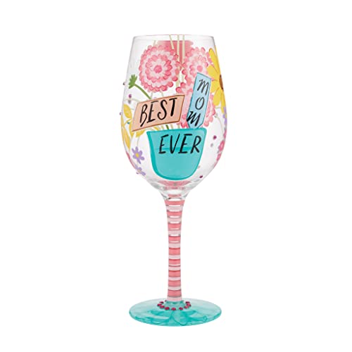 Lolita Best Mom Ever Hand-Painted Artisan Wine Glass, 15 oz.