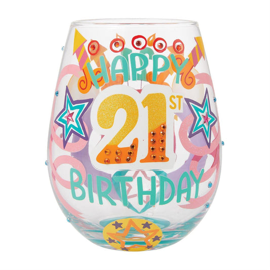 Lolita Happy 21st Birthday Stemless Wine Glass