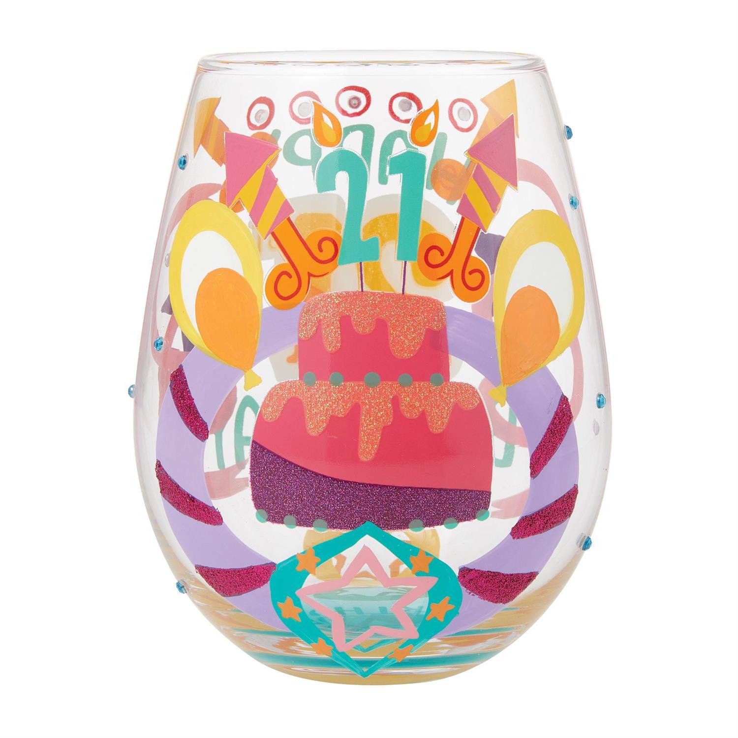 Lolita Happy 21st Birthday Stemless Wine Glass