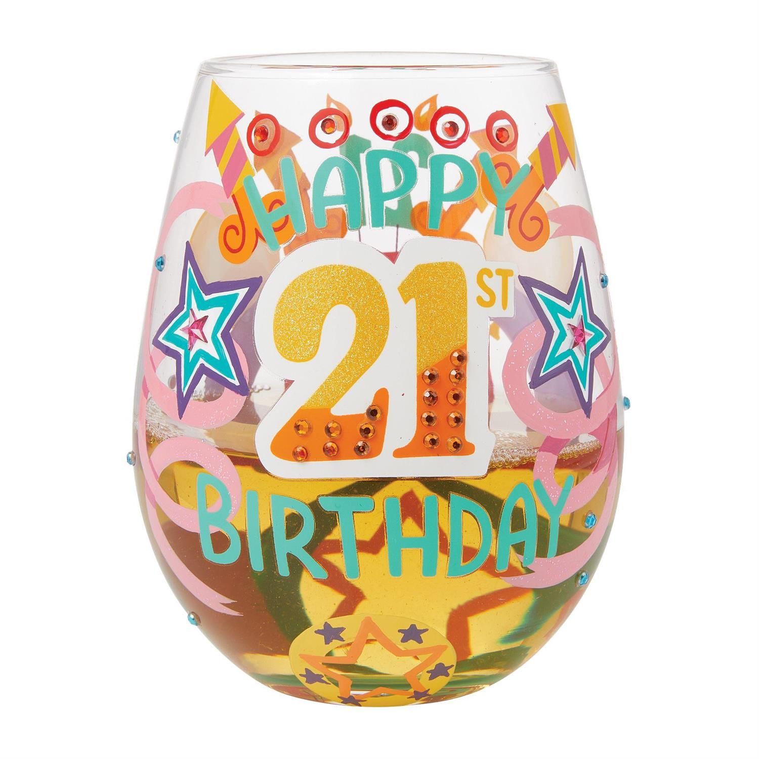 Lolita Happy 21st Birthday Stemless Wine Glass