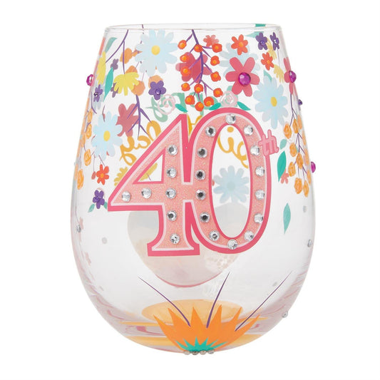 Lolita Happy 40th Birthday Stemless Wine Glass