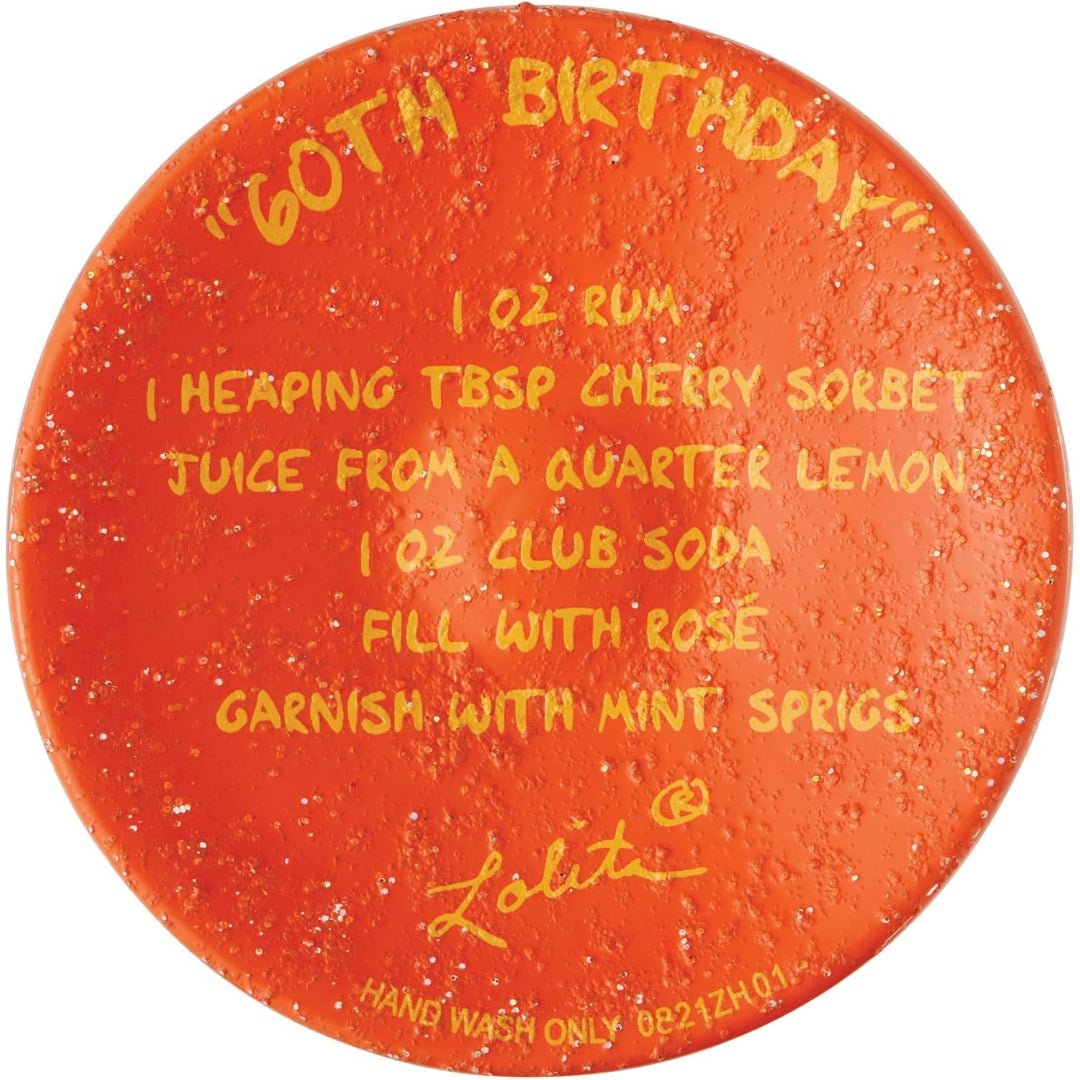 Lolita Happy 60th Birthday Hand - Painted Artisan Wine Glass, 15 oz.