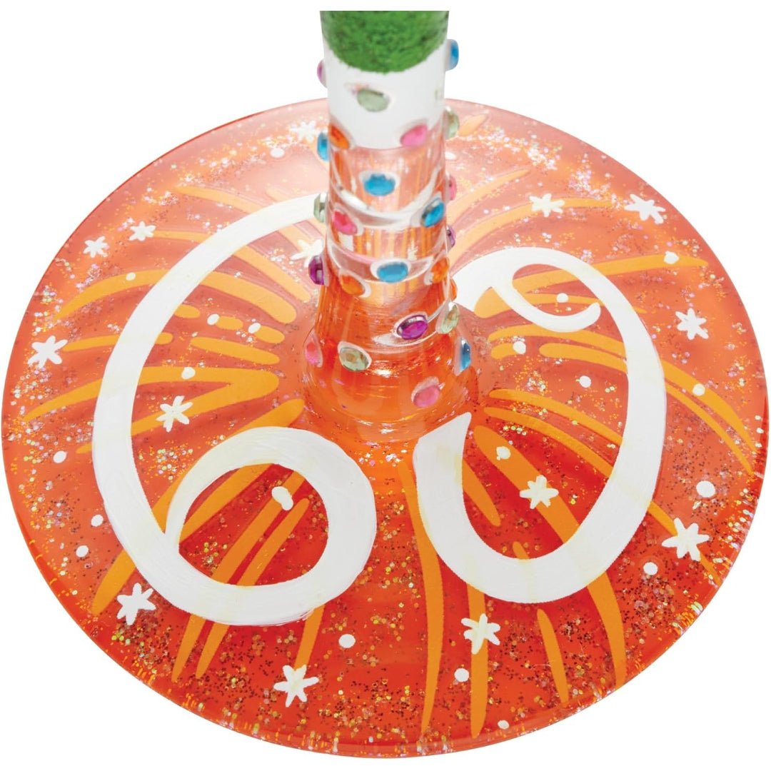 Lolita Happy 60th Birthday Hand - Painted Artisan Wine Glass, 15 oz.