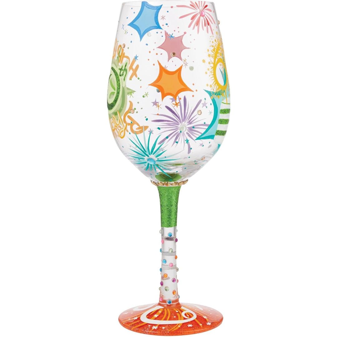 Lolita Happy 60th Birthday Hand - Painted Artisan Wine Glass, 15 oz.