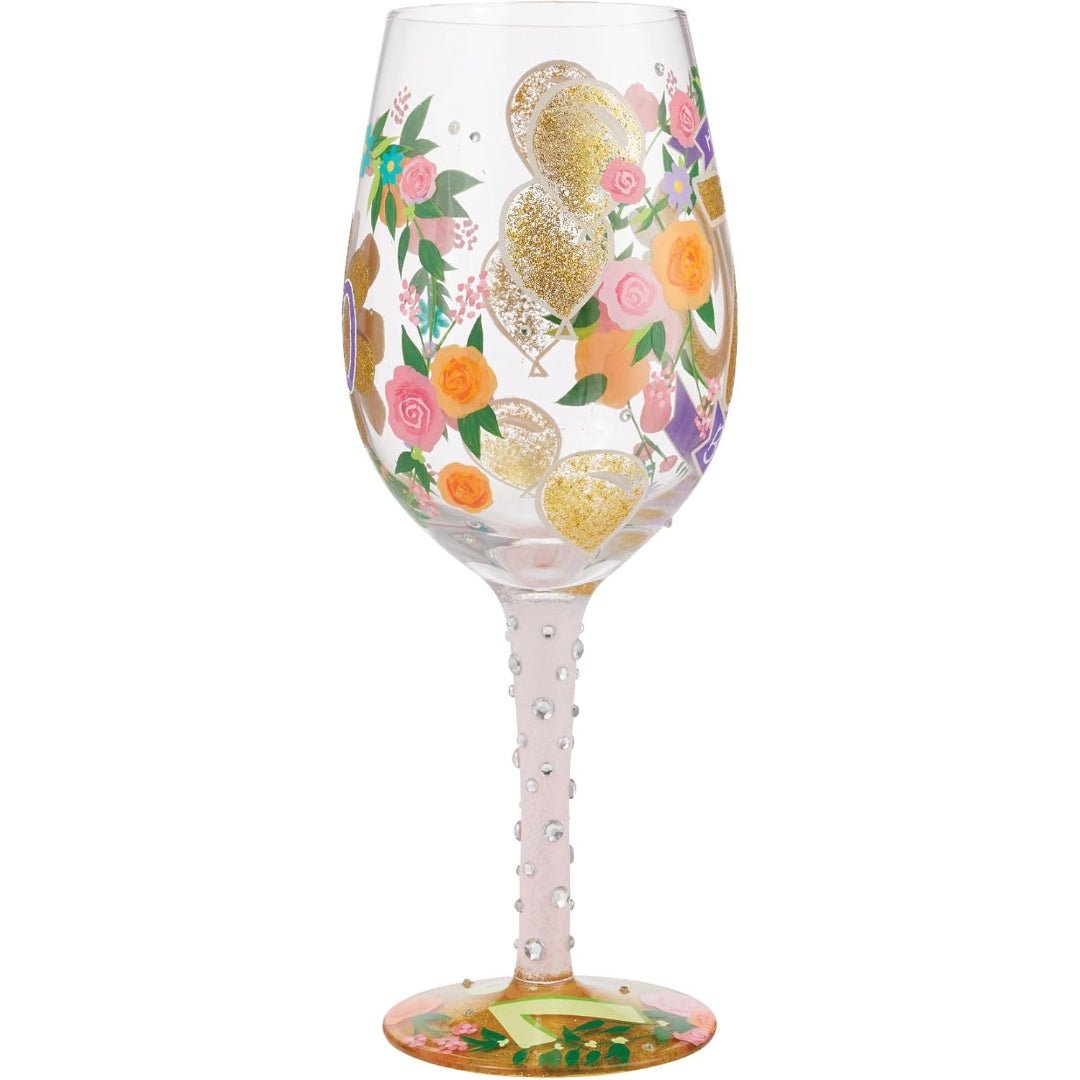 Lolita Happy 70th Birthday Hand - Painted Wine Glass, 15oz