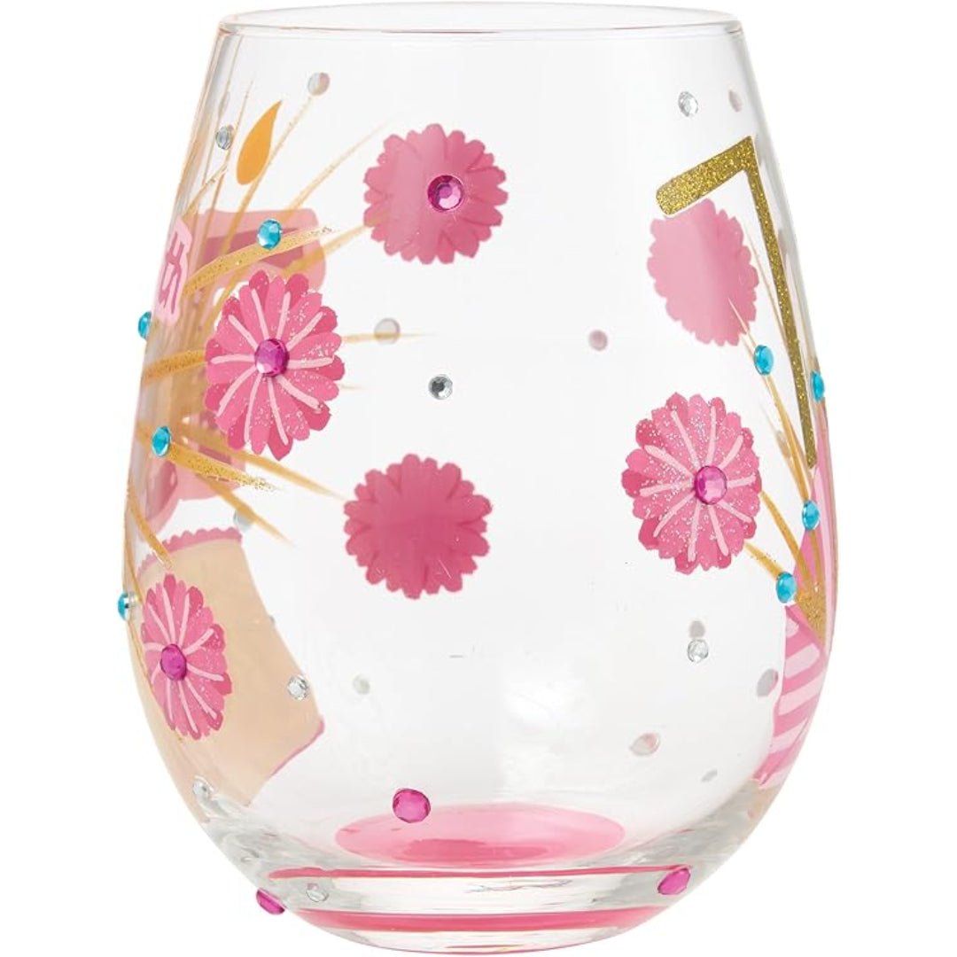 Lolita Happy 75th Birthday Stemless Wine Glass, 20 oz
