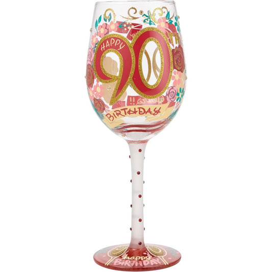 Lolita Happy 90th Birthday Wine Glass, 15 Ounce