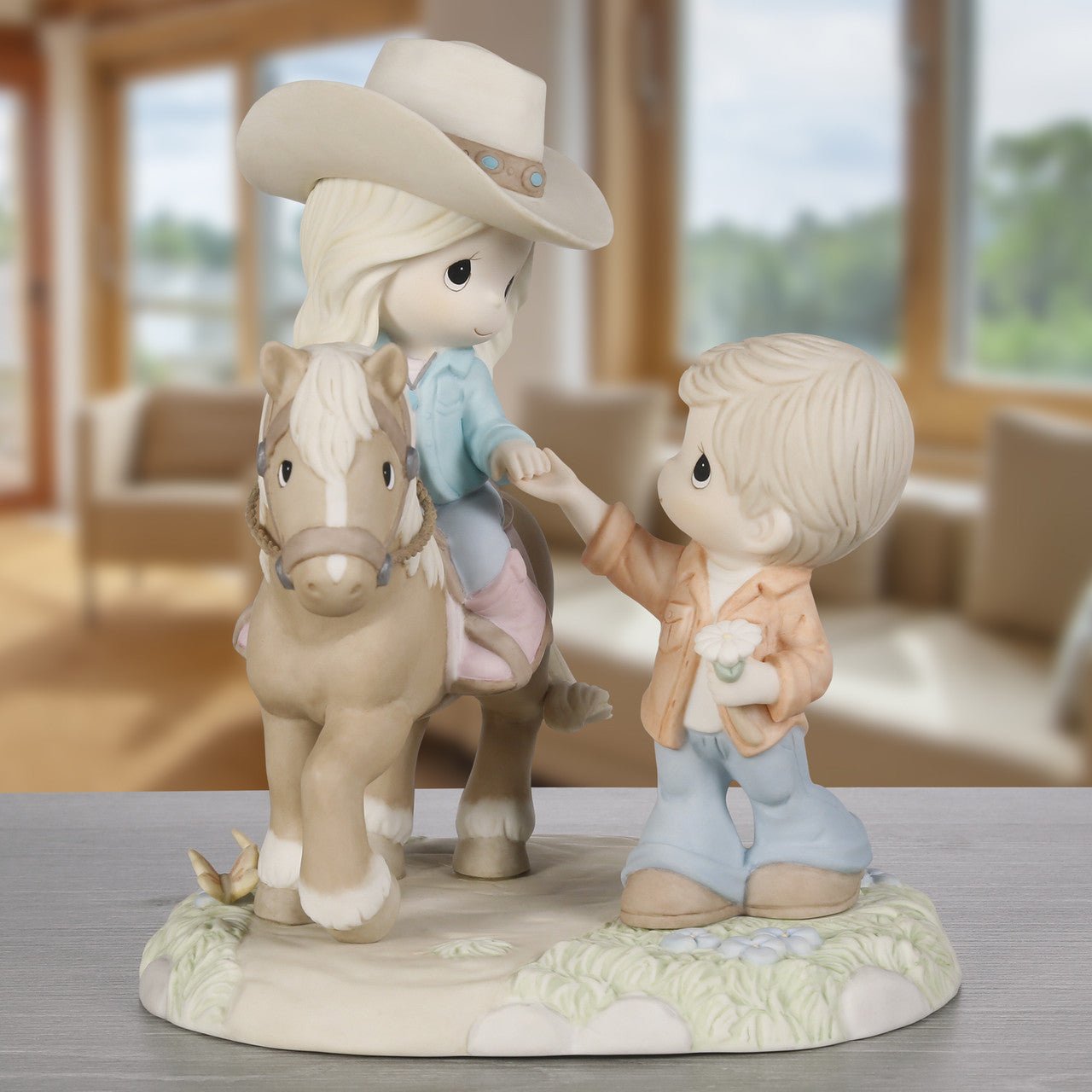 Ltd Ed Couple Riding Horse Figurine