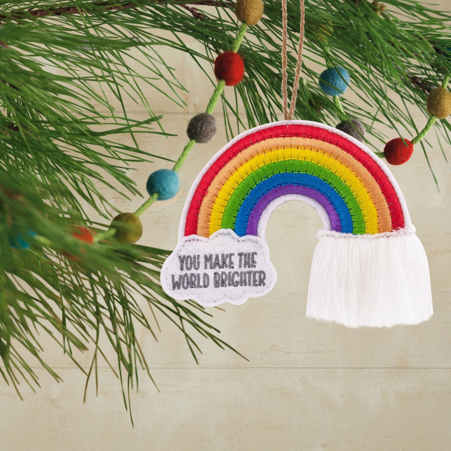 Make the World Brighter Rainbow Fabric Hallmark Ornament