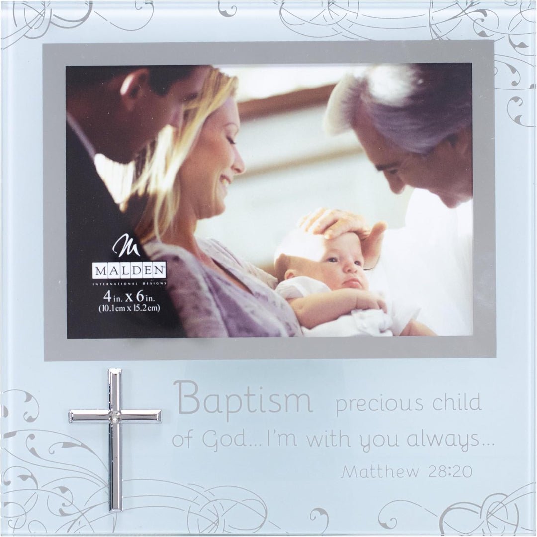Malden 4x6 Baptism Mirrored and Frosted Glass Picture Frame